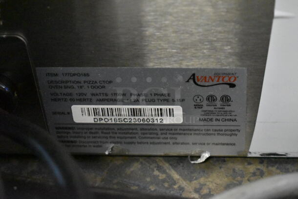 BRAND NEW SCRATCH AND DENT! Avantco 177DPO18S Stainless Steel Commercial Countertop Electric Powered Single Deck Pizza Oven. Does Not Have Cooking Stone. 120 Volts, 1 Phase. Tested and Working! - Image 4 of 4
