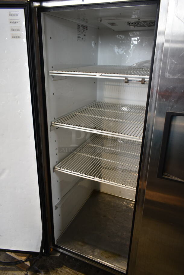2011 True TG2R-2S ENERGY STAR Stainless Steel Commercial 2 Door Reach In Cooler w/ Poly Coated Racks on Commercial Casters. 115 Volts, 1 Phase. Tested and Working! - Image 5 of 8