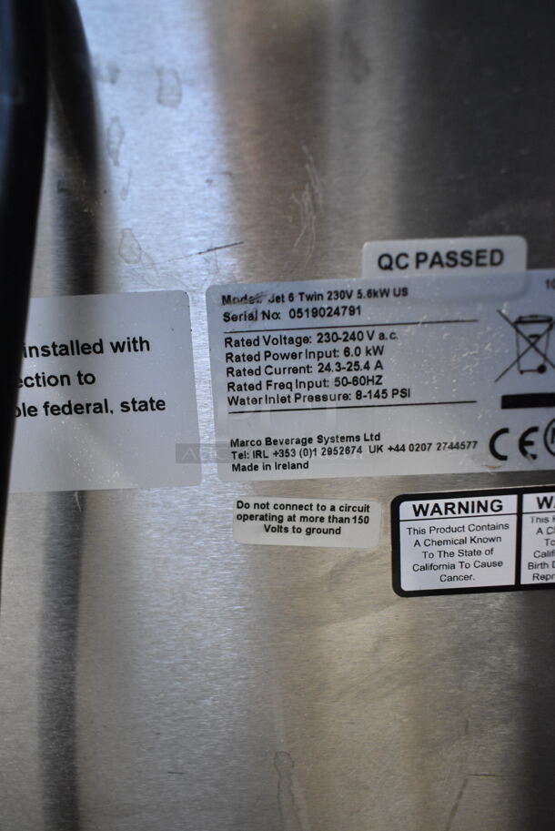 Jet 6 Twin Stainless Steel Commercial Countertop Double Coffee Machine w/ 2 Metal Brew Baskets. 230-240 Volts, 1 Phase.  - Image 7 of 7