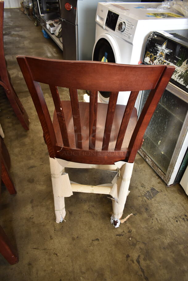 50 BRAND NEW SCRATCH AND DENT! Wooden Dining Height Chairs w/ Vertical Back Rest Bars. 50 Times Your Bid! - Image 5 of 6