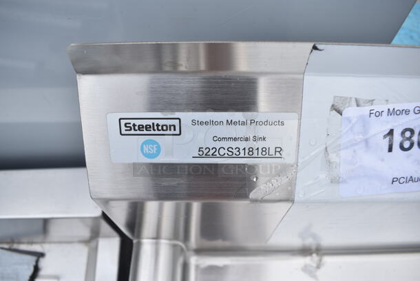 BRAND NEW SCRATCH AND DENT! Steelton 522CS31818LR 90" 18-Gauge Stainless Steel Three Compartment Commercial Sink with 2 Drainboards - 18" x 18" x 12" Bowls - Image 10 of 10