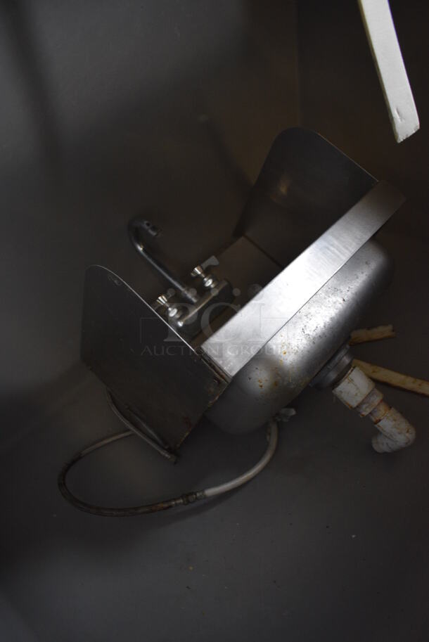 Stainless Steel Commercial Single Bay Wall Mount Sink w/ Faucet, Handles and Side Splash Guards. 17x16x24 - Image 3 of 4