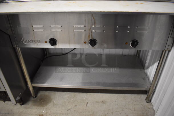 Avantco Stainless Steel Commercial Electric Powered 3 Bay Steam Table w/ Cutting Board and Under Shelf. 43x30x34. Tested and Working! - Image 4 of 6