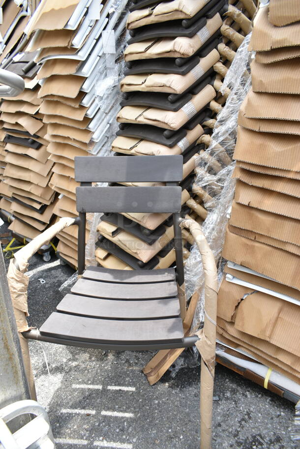 20 BRAND NEW! BFM Seating PH301CBR-BZ Brown Outdoor Dining Height Chair w/ Arm Rests. 20 Times Your Bid! - Image 2 of 4