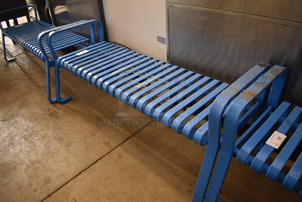 Blue Metal Bench. 60x26x24.5 - Image 2 of 4