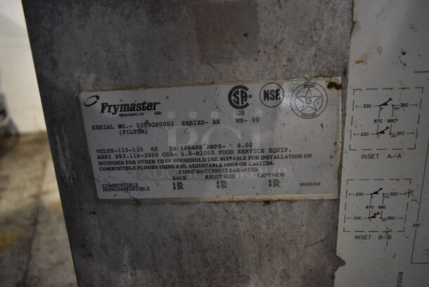 Frymaster FM145EBLSC Stainless Steel Commercial Natural Gas Powered Single Bay Deep Fat Fryer w/ Left Side Dumping Warming Station. 122,000 BTU. - Image 8 of 9