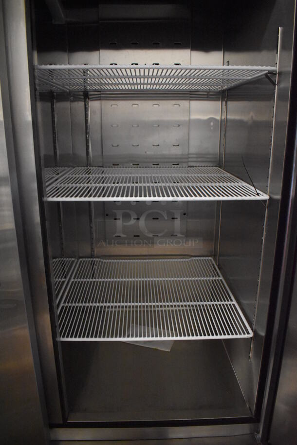 2020 Atosa MBF8503GR Stainless Steel Commercial 2 Door Reach In Freezer w/ Poly Coated Racks on Commercial Casters. 115 Volts, 1 Phase. 54x32x83. Tested and Working! - Image 7 of 8