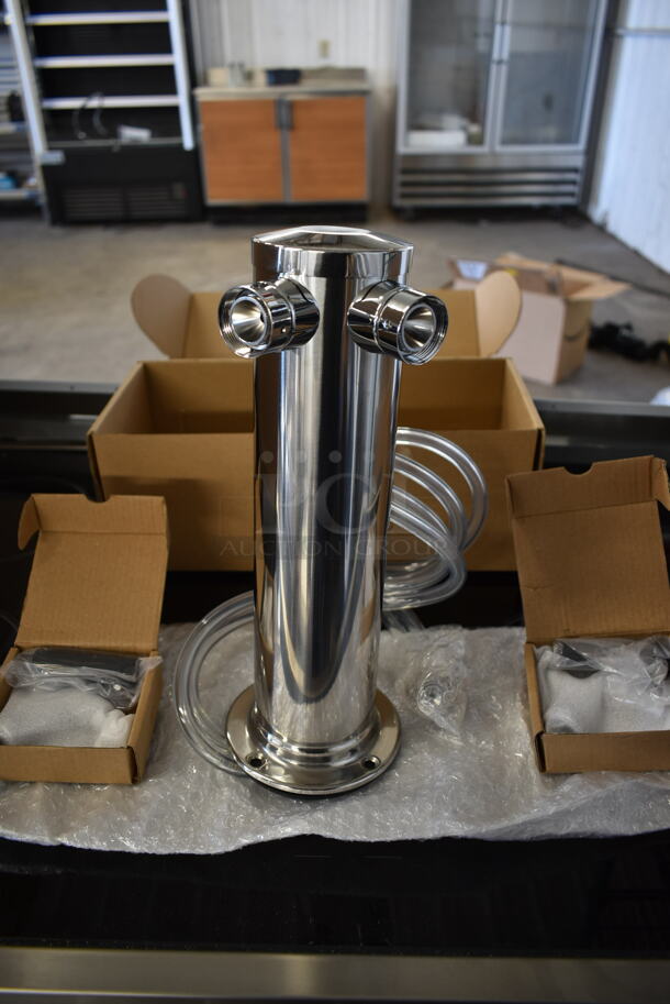 BRAND NEW SCRATCH AND DENT! Talos 1042204-00 Stainless Steel Commercial 2 Tap Beer Tower. Stock Picture - Cosmetic Condition May Vary.  - Image 4 of 8