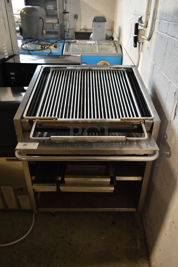 MagiKitch'n Stainless Steel Commercial Floor Style Natural Gas Powered Charbroiler Grill w/ Under Shelf.