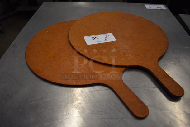 2 Brown Round Pizza Peels. 14x19. 2 Times Your Bid!