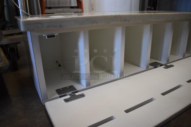 White 7 Cubby Box w/ Stone Countertop. 40x13x11 - Image 4 of 5