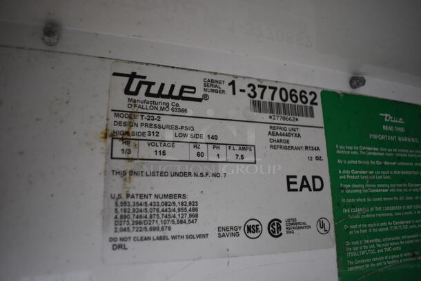 True T-23-2 Stainless Steel Commercial 2 Half Size Door Reach In Cooler on Commercial Casters. 115 Volts, 1 Phase. 27x30x83. Tested and Does Not Power On - Image 5 of 7