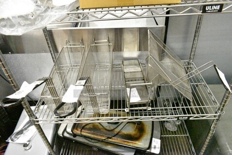 4 Various Items Including 2 Assure 190FBTRIPLE Metal Fry Baskets, 1 Fry Basket and 1 Mandolin Slicer. 4 Times Your Bid! 