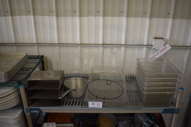 ALL ONE MONEY! Tier Lot of Various Items Including Poly 1/2 Size Drop In Bins and Metal Pieces. Includes 1/2x6