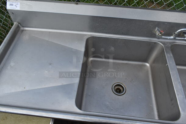 Stainless Steel Commercial 3 Bay Sink w/ Dual Drain Boards, 2 Faucets and Handles. Bays 24x24. Drain Boards 22x27 - Image 7 of 7