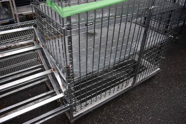 Chrome Finish 5 Tier Shelving Unit w/ Liquor Cage on Commercial Casters. BUYER MUST DISMANTLE. PCI CANNOT DISMANTLE FOR SHIPPING. PLEASE CONSIDER FREIGHT CHARGES. 51x25x69 - Image 4 of 6