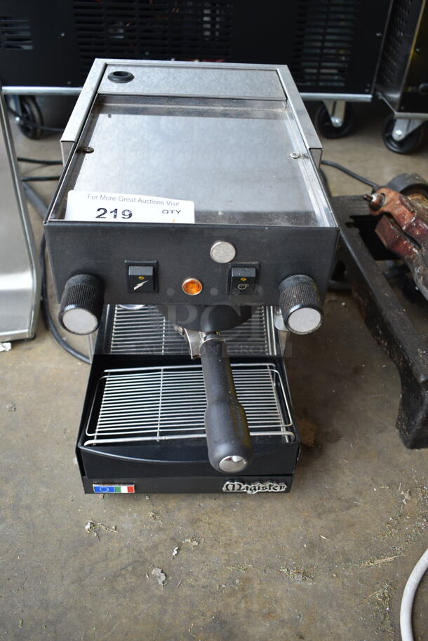 Magister Stainless Steel Commercial Countertop Single Group Espresso Machine w/ Portafilter and Steam Wand. 115 Volts, 1 Phase.  - Image 1 of 7