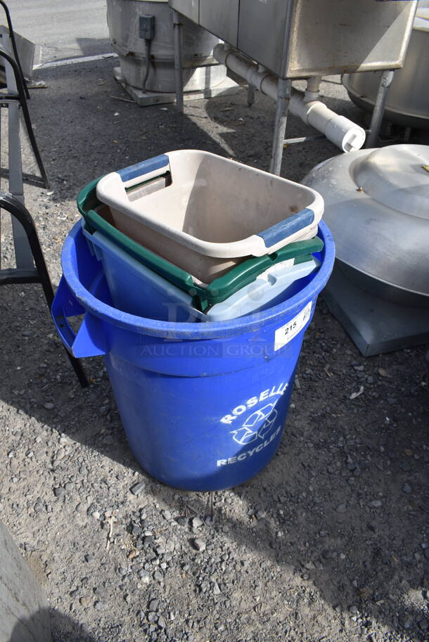 ALL ONE MONEY! Recycling Bin w/ Various Trashcans - Image 2 of 2