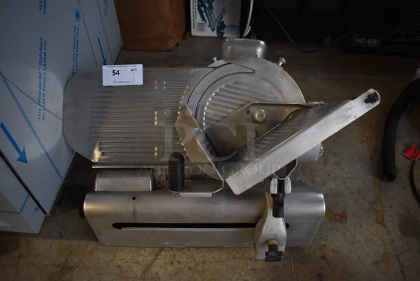Stainless Steel Commercial Countertop Automatic Meat Slicer w/ Blade Sharpener. 115 Volts, 1 Phase. 26x23x21. Tested and Working!