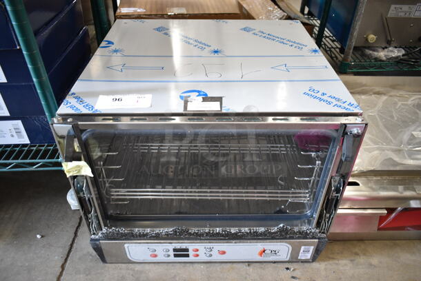 BRAND NEW SCRATCH AND DENT! Cooking Performance Group CPG 351COHD3A Stainless Steel Countertop Half Size Electric Powered Convection Oven. See Pictures for Broken Glass on Door. 120 Volts, 1 Phase. - Item #1114647