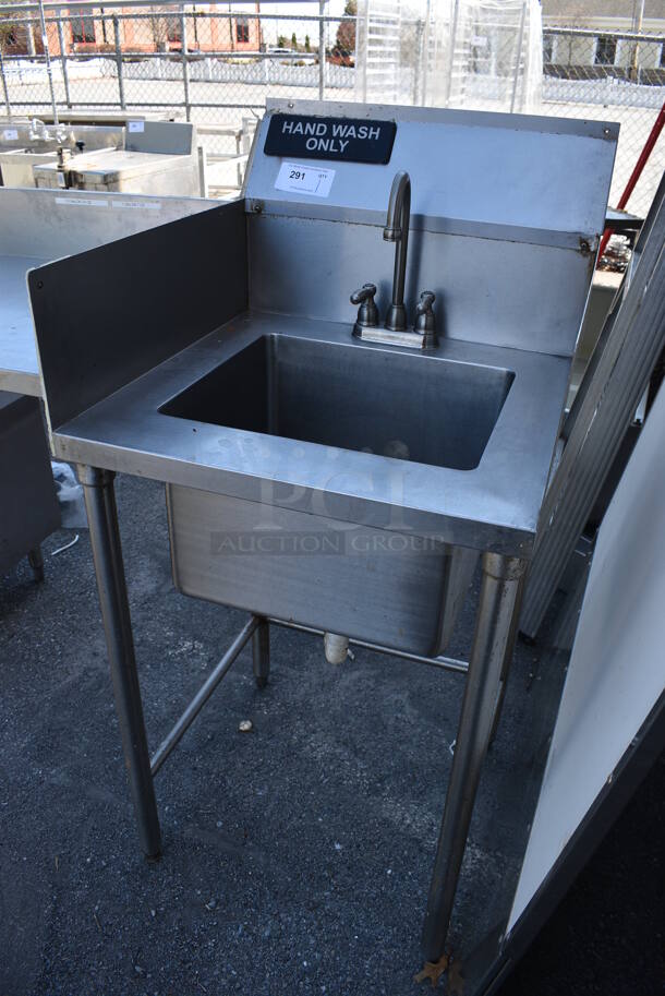 Stainless Steel Commercial Single Bay Sink w/ Faucet, Handles and Side Splash Guards. 24x27x51 - Image 2 of 5