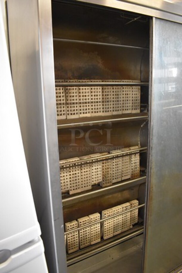 Olde Hickory Stainless Steel Commercial Natural Gas Powered 7 Spit Rotisserie Oven on Commercial Casters. 45x23x75 - Image 6 of 10