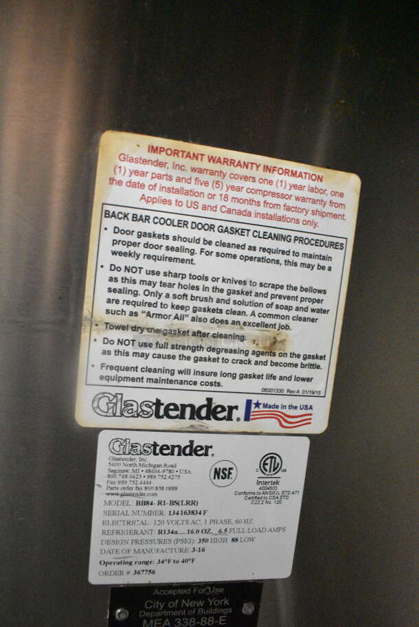 Glastender BB84-L1-BS(LRR) Metal Commercial 3 Door Direct Draw Kegerator w/ 3 Couplers. 115 Volts, 1 Phase. Tested and Working! - Image 5 of 5