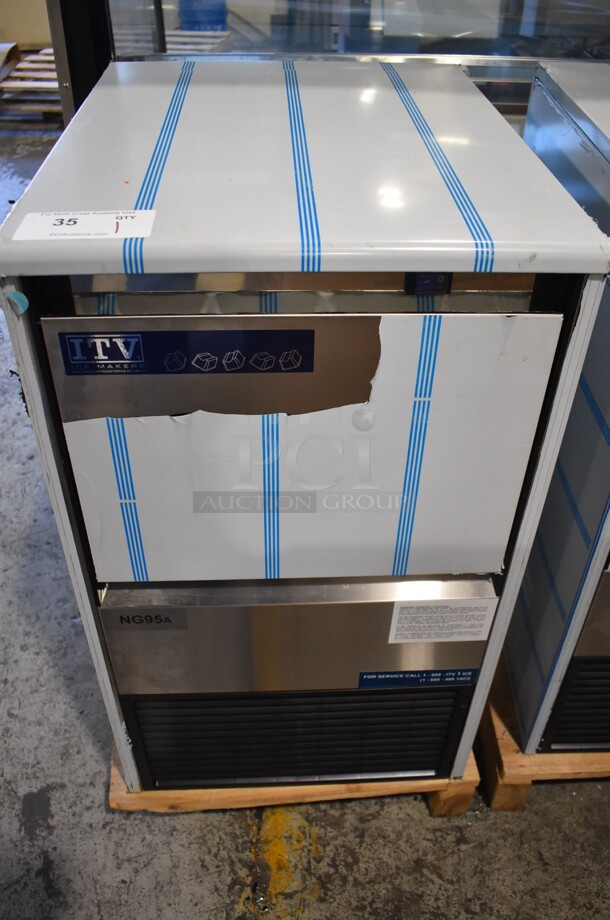 BRAND NEW! ITV ALFA NG95 Stainless Steel Commercial Self Contained Undercounter Ice Machine. 115 Volts, 1 Phase. 18.5x24x31