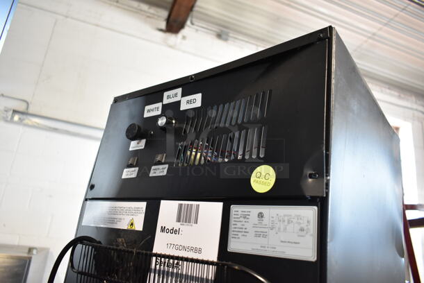 BRAND NEW SCRATCH AND DENT! Galaxy 177GDN5RBB Metal Commercial Single Door Reach In Cooler Merchandiser w/ Poly Coated Racks. 115 Volts, 1 Phase. Tested and Working! - Image 9 of 10