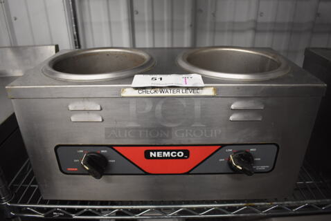 2012 Nemco 6120A-CW Stainless Steel Commercial Countertop 2 Well Food Warmer. 120 Volts, 1 Phase. 18.5x9.5x10. Cannot Test - Unit Trips Breaker