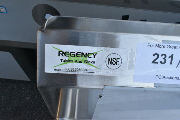 BRAND NEW SCRATCH AND DENT! Regency 600S32030230 124" 16-Gauge Stainless Steel Three Compartment Commercial Sink with 2 Drainboards - 20" x 30" x 14" Bowls - Image 9 of 9