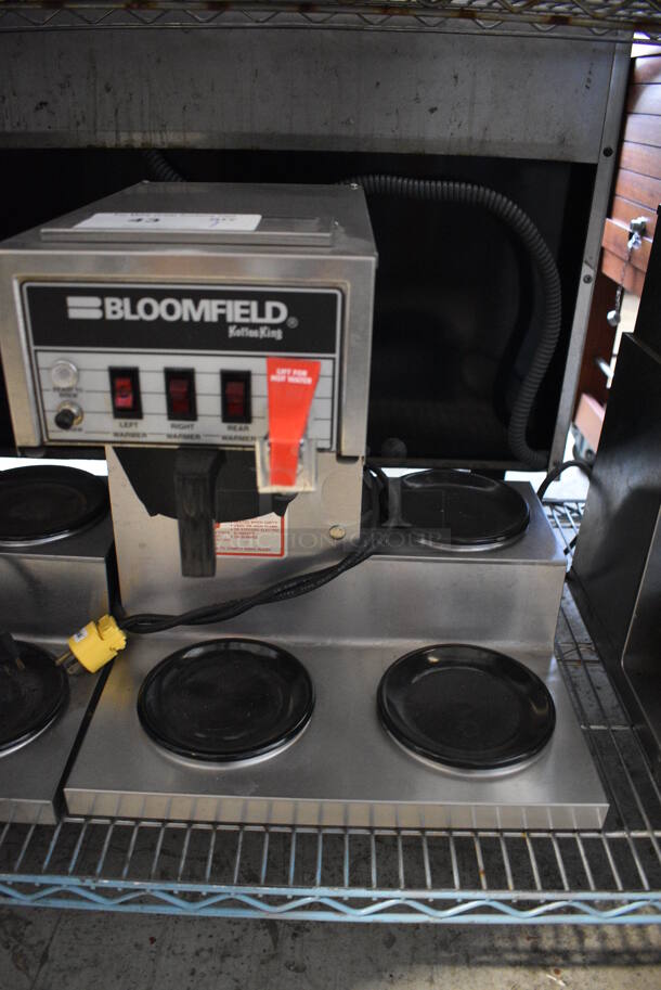 Bloomfield Koffee King Stainless Steel Commercial Countertop 3 Burner Coffee Machine w/ Hot Water Dispenser and Poly Brew Basket. 16x16x17 - Image 1 of 5