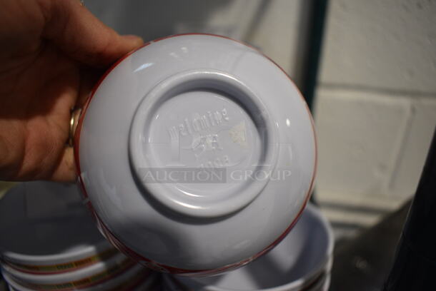 ALL ONE MONEY! Lot of 12 White Poly Red / Green Patterned Bowls. 4.5x4.5x2.5 - Image 3 of 3