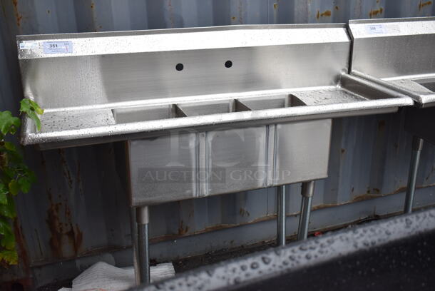 BRAND NEW SCRATCH AND DENT! KoolMore Stainless Steel Commercial 3 Bay Sink w/ Dual Drain Boards. 54x21x45. Bays 10x14x10 - Image 2 of 4