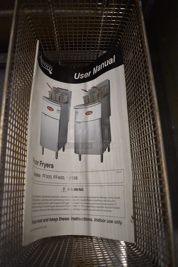 2018 Avantco Model FF400-P Stainless Steel Commercial Floor Style Propane Gas Powered Deep Fat Fryer w/ 2 Metal Fry Baskets and Side Splash Guard. 120,000 BTU. 15.5x30.5x50 - Image 4 of 7