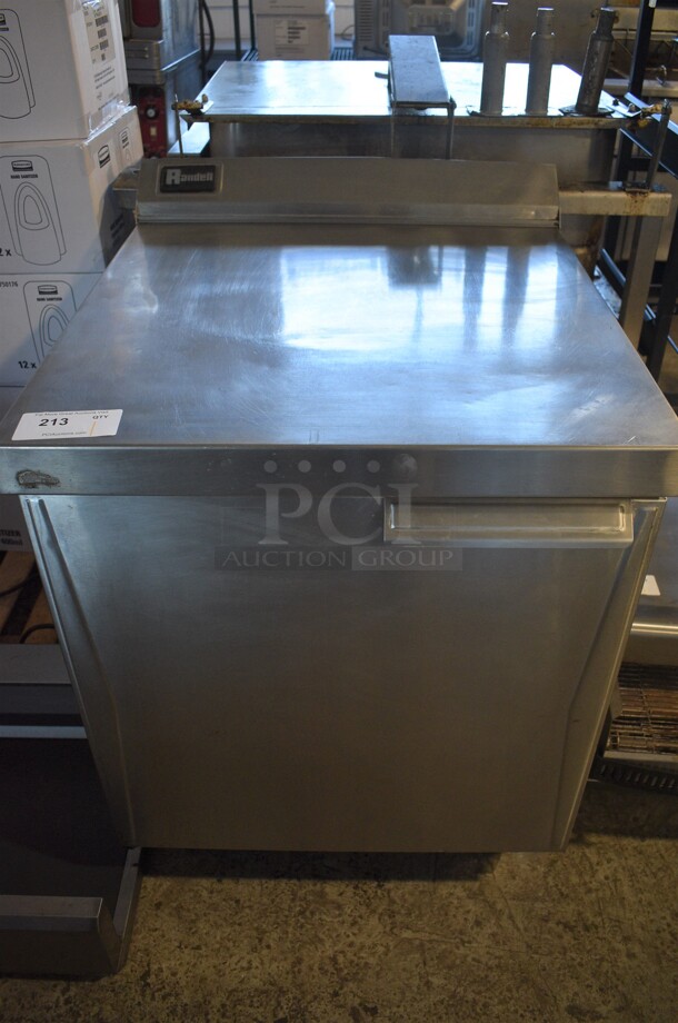 Randell Stainless Steel Commercial Single Door Work Top Cooler on Commercial Casters. 27x30x38.5. Tested and Powers On But Temps at 51 Degrees