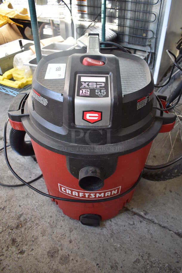 Craftsman Red and Black Poly Shop Vac Wet Dry Vacuum Cleaner. 22x22x23. Tested and Working!