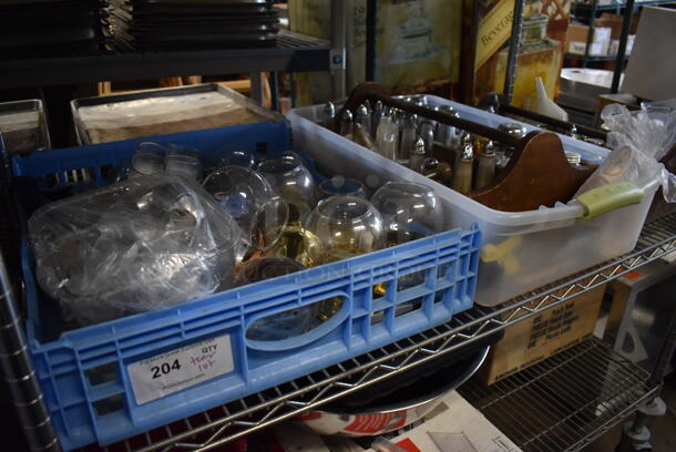 ALL ONE MONEY! Tier Lot of Various Items Including Glass Bowls, Salt and Pepper Shakers