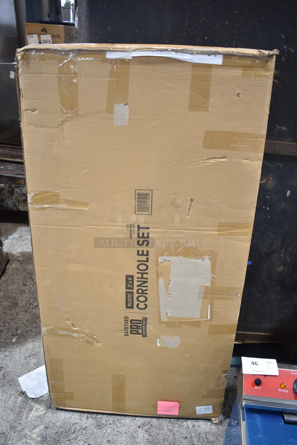 BRAND NEW SCRATCH AND DENT! Backyard Pro 554CBDW24 Courtyard Series 2' x 4' Rustic Dark Wood Cornhole Set - Image 2 of 4