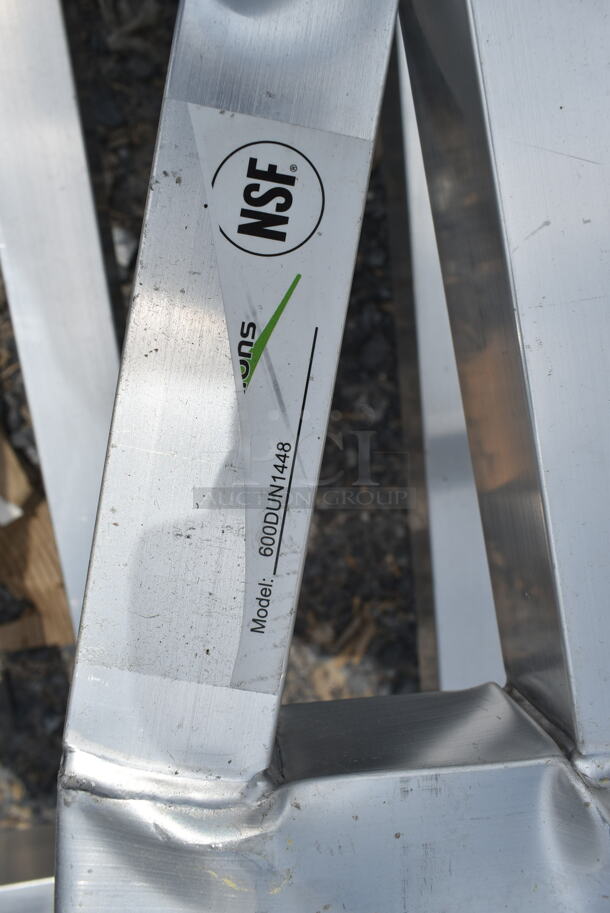 4 BRAND NEW SCRATCH AND DENT! Items; 1 White Resin Chaise Lounger and 3 Aluminum Dunnage Racks Including Regency 600DUN2036, Regency 600DUN1448, Regency 600DUN122060. See Pictures For Damage. 4 Times Your Bid! - Image 7 of 12