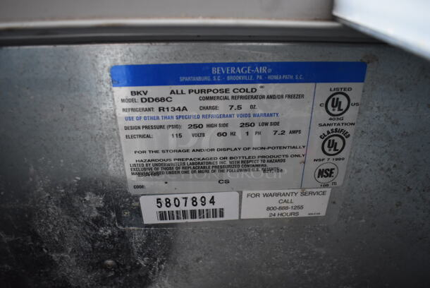 Beverage Air DD68C Stainless Steel Commercial Direct Draw Kegerator w/ 2 Beer Towers, 2 Sliding Lids and 2 Doors on Commercial Casters. 115 Volts, 1 Phase. Tested and Powers On But Does Not Get Cold - Image 9 of 11