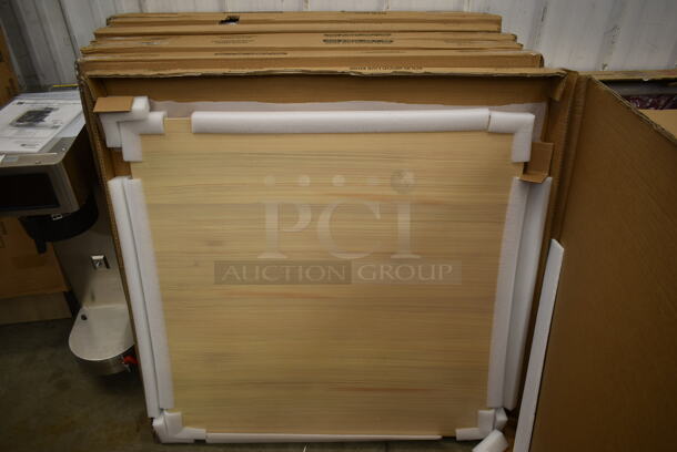 7 BRAND NEW IN BOX! Lancaster Table & Seating 36"x36" Solid Wood Live Edge White Wash Tabletop. 7 Times Your Bid! - Image 1 of 6