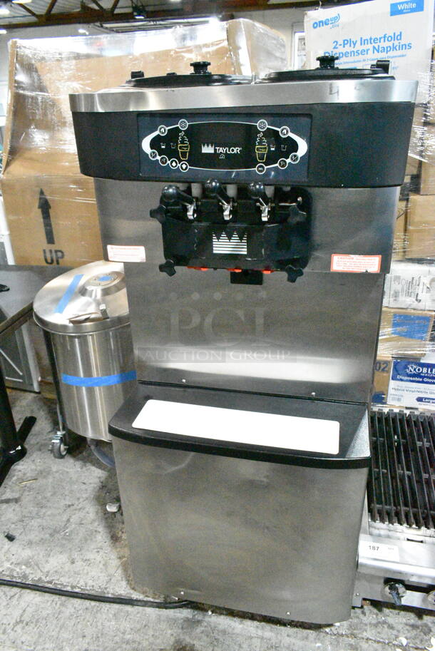 Taylor C713-33 Stainless Steel Commercial Floor Style Water Cooled 2 Flavor w/ Twist Soft Serve Ice Cream Machine on Commercial Casters. 208-230 Volts, 3 Phase. - Image 1 of 10