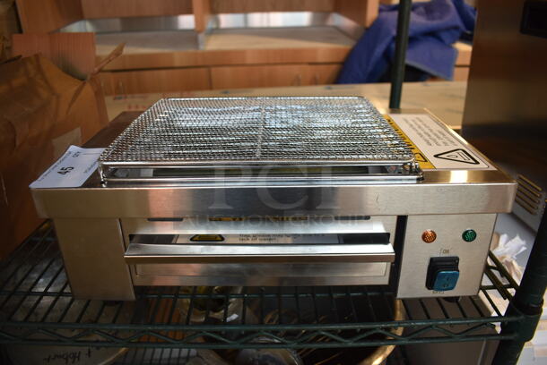 BRAND NEW! 2022 IBG-18 Stainless Steel Commercial Countertop BBQ Barbecue Grill. 110 Volts, 1 Phase. Tested and Working!