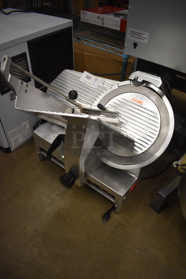 Avantco Stainless Steel Commercial Automatic Meat Slicer w/ Blade Sharpener. 26x21x25. Tested and Powers On But Parts Do Not Move - Image 2 of 8