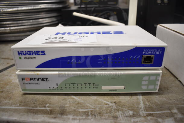 2 Items; Hughes HR4700W and Fortinet FortiWiFi 60C. 8.5x7.5x1.5. 2 Times Your Bid!