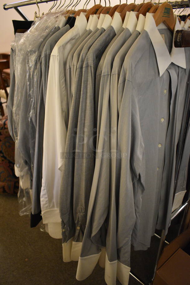 Clothing Rack Lot of Various Men's Dress Shirts. Clothing Racks Not Included!