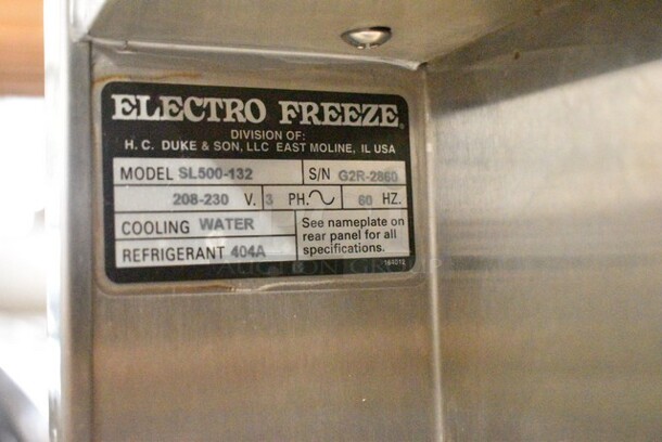 Electro Freeze SL500-132 Stainless Steel Commercial Floor Style Water Cooled 2 Flavor w/ Twist Soft Serve Ice Cream Machine on Commercial Casters. 208-230 Volts, 3 Phase. - Image 9 of 9