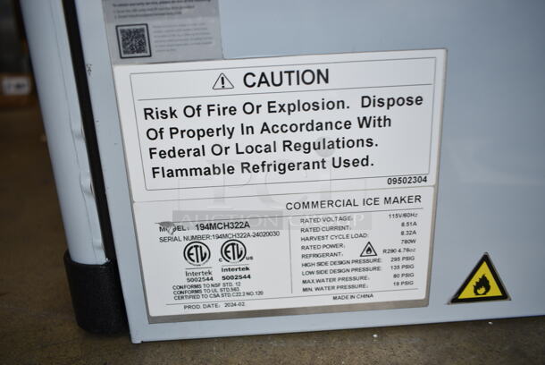 BRAND NEW SCRATCH AND DENT! 2024 Avantco 194MCH322A Modular Half Cube Ice Machine - 350 lb. 115 Volts, 1 Phase.  - Image 7 of 7