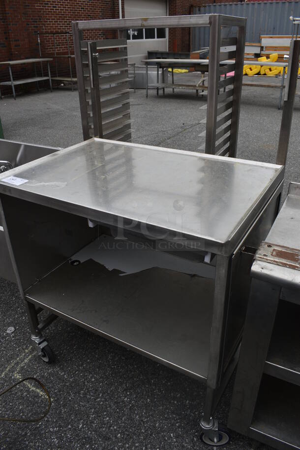 Stainless Steel Commercial Table w/ Under Shelf on Commercial Casters. 36x27x54